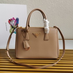 Prada Small Galleria Bag In Beige Saffiano Leather 714