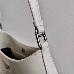 Prada Cleo Small Shoulder Bag In White Brushed Leather 729