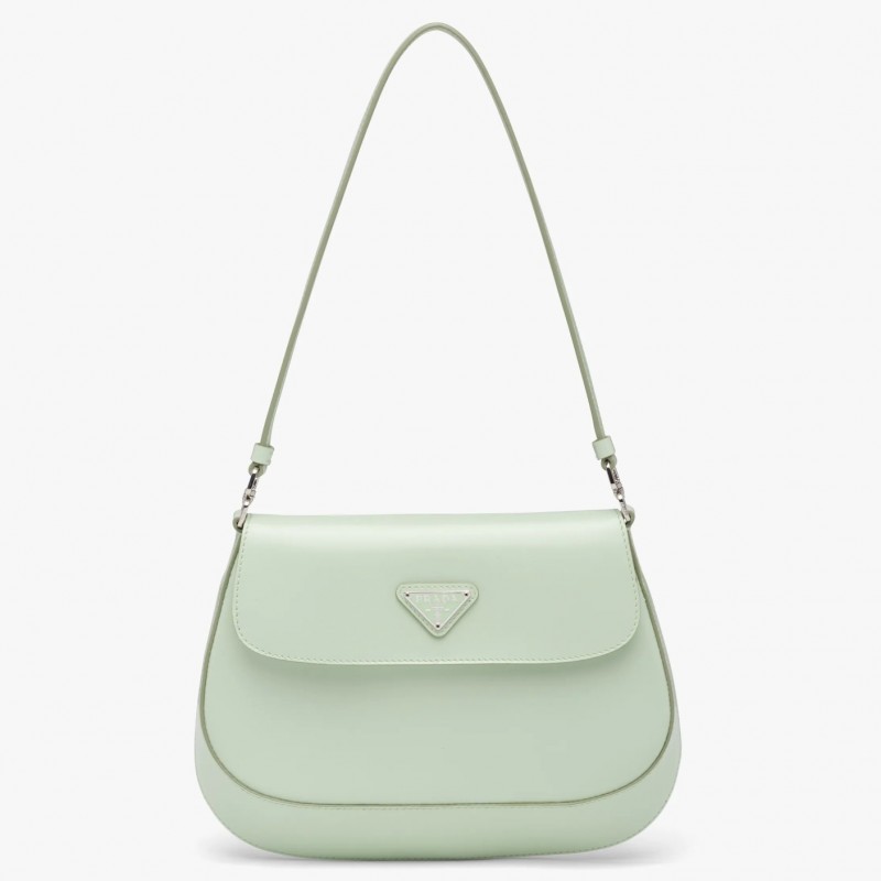 Prada Aqua Brushed Leather Cleo Shoulder Bag with Flap 804