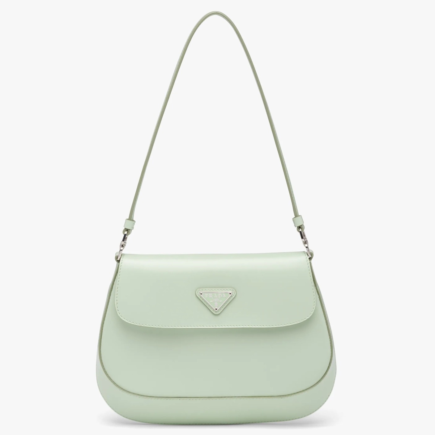 Prada Aqua Brushed Leather Cleo Shoulder Bag with Flap 804