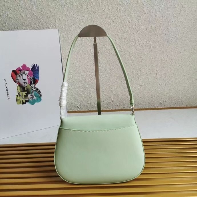 Prada Aqua Brushed Leather Cleo Shoulder Bag with Flap 804