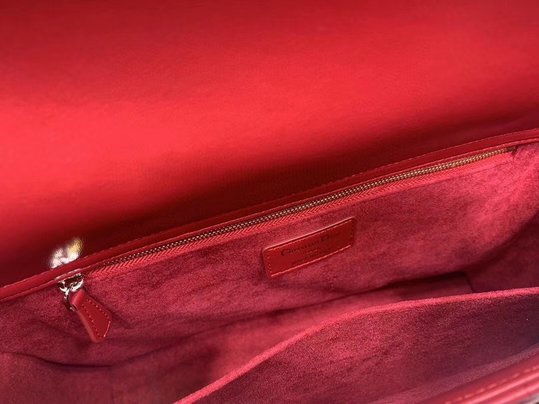 Dior Large Lady Dior Bag In Red Cannage Lambskin 763