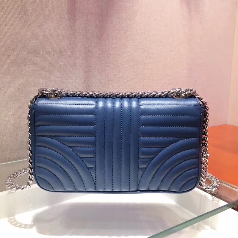 Prada Diagramme Flap Bag In Blue Calfskin 745