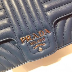 Prada Diagramme Flap Bag In Blue Calfskin 745