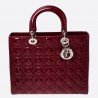 Dior Large Lady Dior Bag In Bordeaux Patent Leather 771