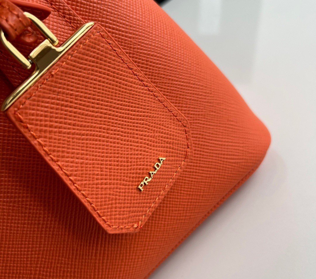 Prada Double Mini Bag In Orange Saffiano Leather 178