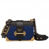 Prada Cahier Shoulder Bag In Blue/Black Leather 198