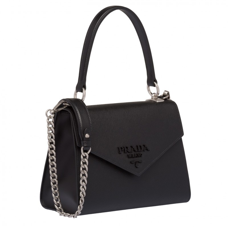 Prada Monochrome Top Handle Bag In Black Saffiano Leather 796