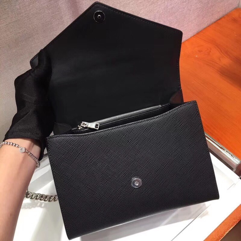 Prada Monochrome Top Handle Bag In Black Saffiano Leather 796