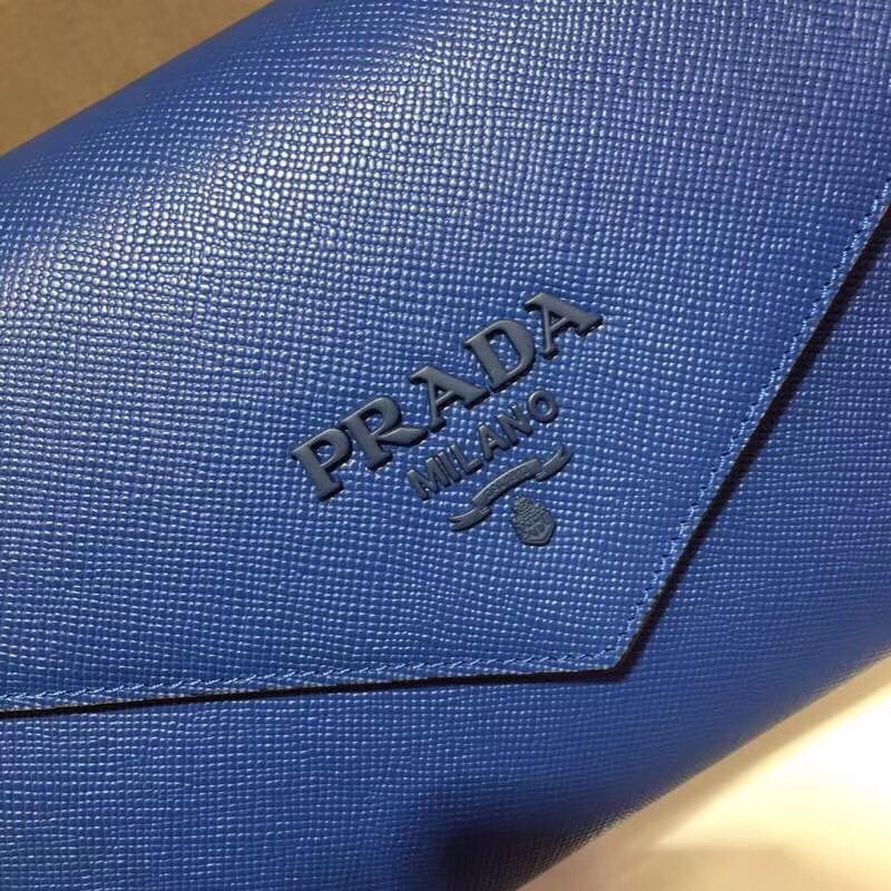 Prada Monochrome Top Handle Bag In Blue Saffiano Leather 799