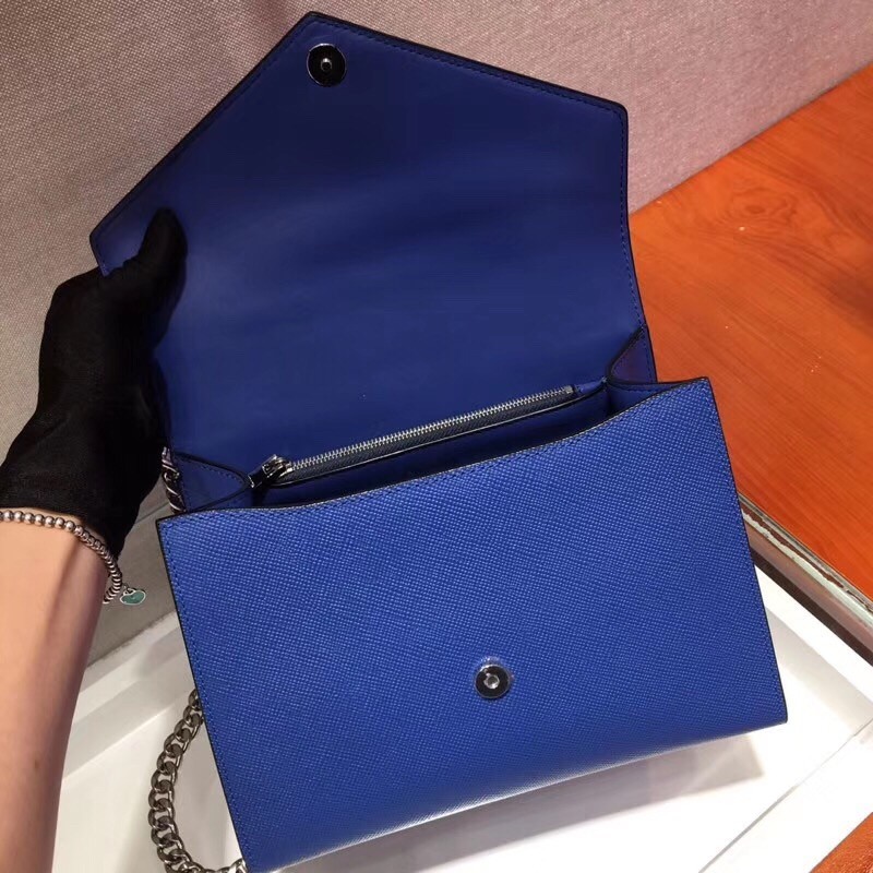 Prada Monochrome Top Handle Bag In Blue Saffiano Leather 799