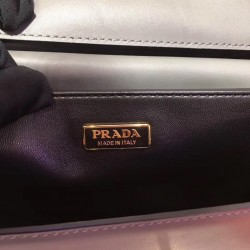 Prada Cahier Shoulder Bag In Grey/Black Leather 615