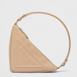 Prada Triangle Pouch Bag In Beige Leather  300