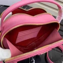 Prada Odette Heart Bag In Pink Saffiano Leather 333