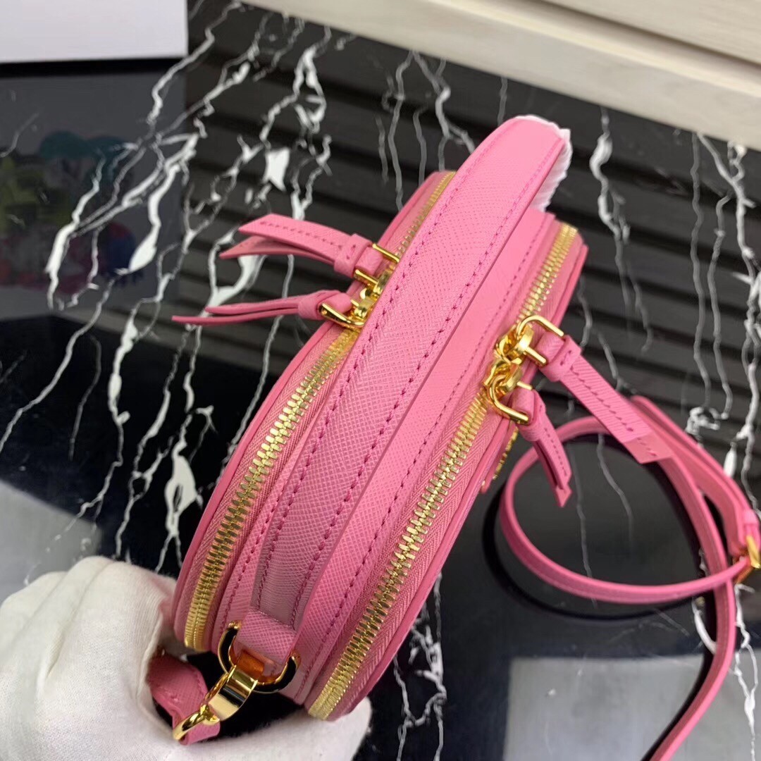 Prada Odette Heart Bag In Pink Saffiano Leather 333