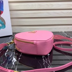 Prada Odette Heart Bag In Pink Saffiano Leather 333