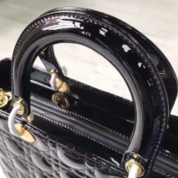 Dior Large Lady Dior Bag In Black Patent Leather 002