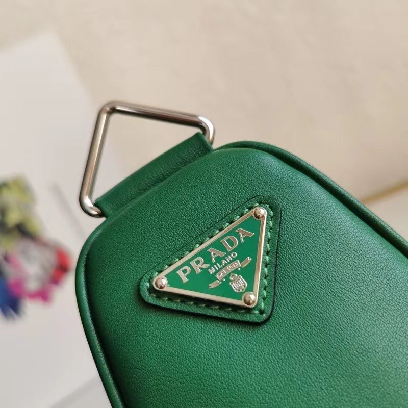 Prada Triangle Shoulder Bag In Green Leather 735