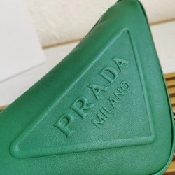 Prada Triangle Shoulder Bag In Green Leather 735