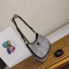 Prada Cleo Bag In Black Satin with Cystal Appliques 862