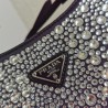 Prada Cleo Bag In Black Satin with Cystal Appliques 862