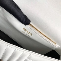 Prada Medium Diagramme Flap Bag In White Calfskin 433