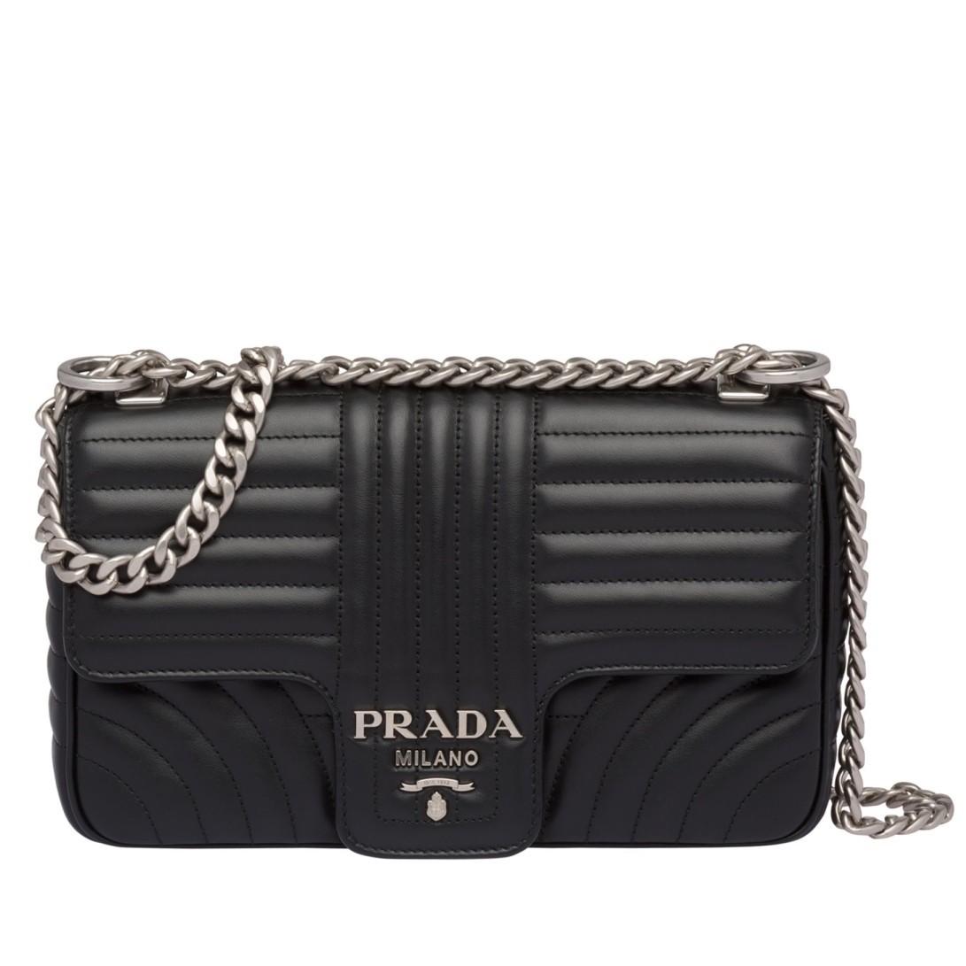 Prada Diagramme Flap Bag In Black Calfskin 990