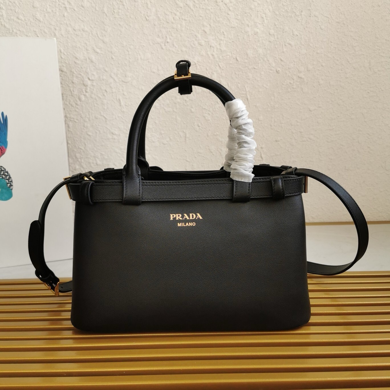 Prada Small Handbag in Black Leather with Belt 131