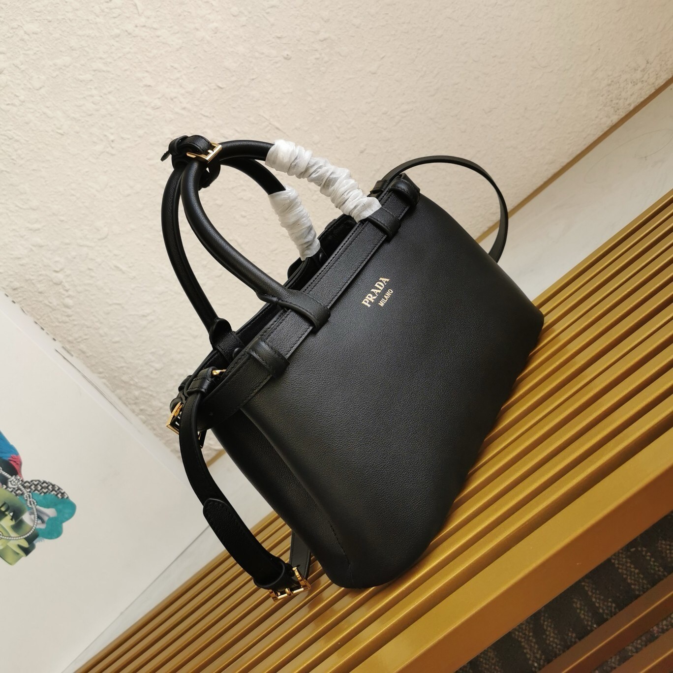 Prada Small Handbag in Black Leather with Belt 131