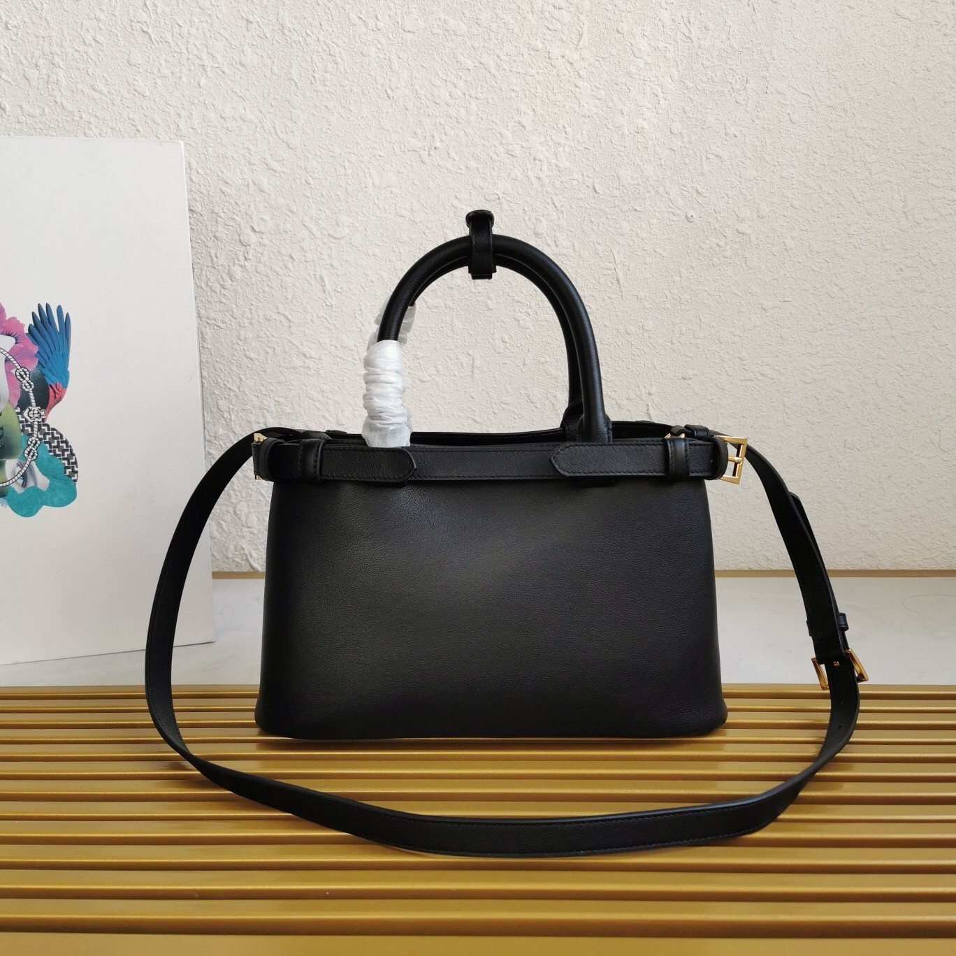 Prada Small Handbag in Black Leather with Belt 131