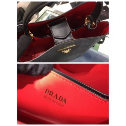 Prada Black Saffiano North South Double Medium Bag 157