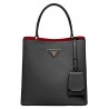 Prada Black Saffiano North South Double Medium Bag 157