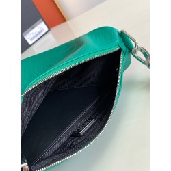 Prada Triangle Shoulder Bag In Green Saffiano Calfskin 472