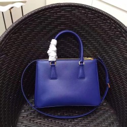 Prada Small Galleria Bag In Blue Saffiano Leather 267