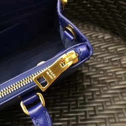 Prada Small Galleria Bag In Blue Saffiano Leather 267