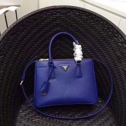 Prada Small Galleria Bag In Blue Saffiano Leather 267