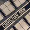 Dior Small Book Tote In Black and Beige Bayadère Embroidered 143