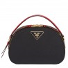 Prada Odette Black Saffiano And Red Crocodile Bag 651