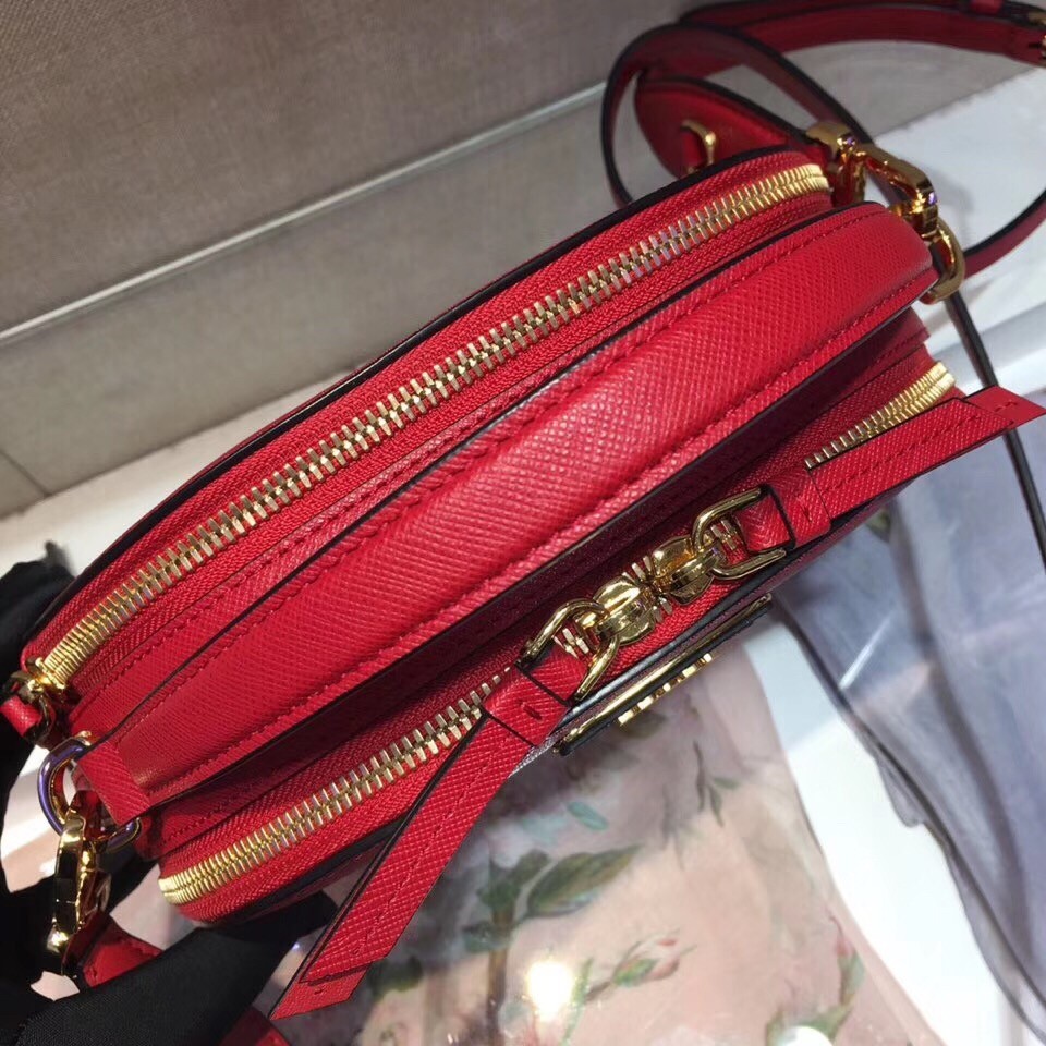 Prada Odette Red Saffiano Leather Bag 639