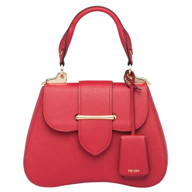 Prada Red Large Sidonie Saffiano Leather Bag 962