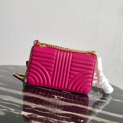 Prada Medium Diagramme Flap Bag In Rose Red Calfskin 985