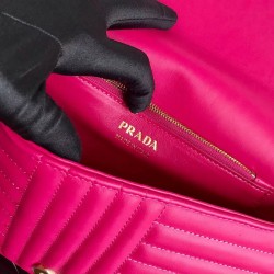 Prada Medium Diagramme Flap Bag In Rose Red Calfskin 985