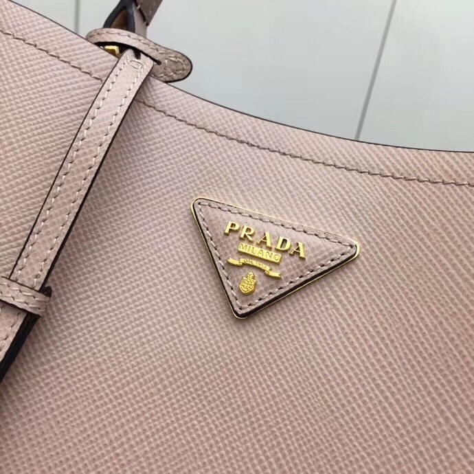 Prada Nude Saffiano North South Double Medium Bag 770