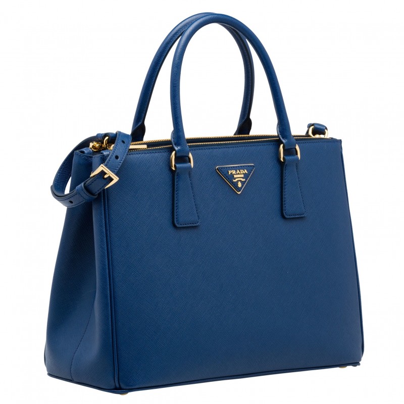 Prada Medium Galleria Bag In Blue Saffiano Leather 811