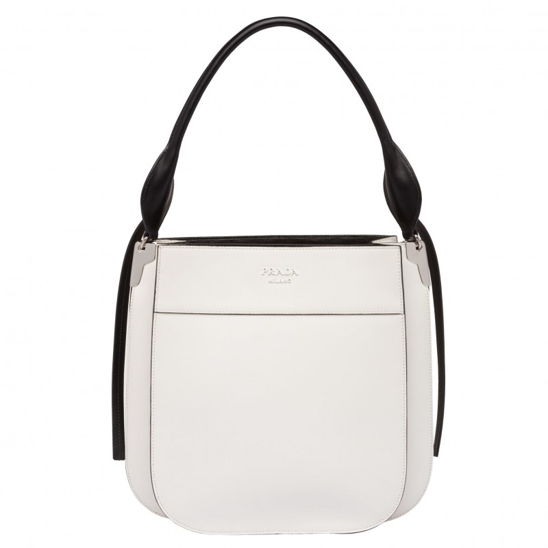 Prada Margit Shoulder Bag In White Calfskin 833