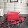 Prada Etiquette Bag In Red Calfskin With Metal Stud Trim 538