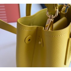 Prada Double Mini Bag In Yellow Saffiano Leather 116