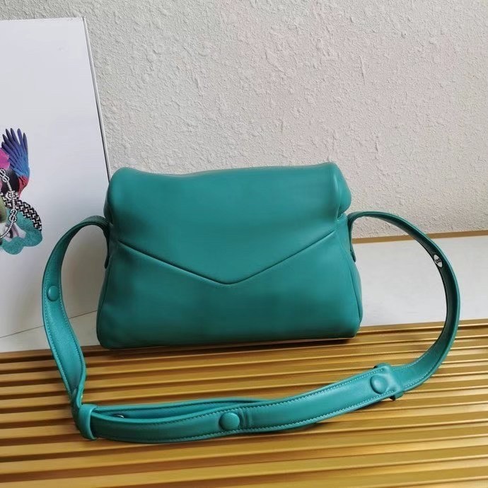 Prada Signaux Bag In Peacock Blue Padded Nappa Leather 995