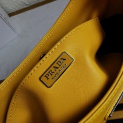 Prada Cleo Shoulder Small Bag In Yellow Brushed Leather 923