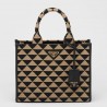 Prada Symbole Small Bag In Black/Beige Jjacquard Fabric 920